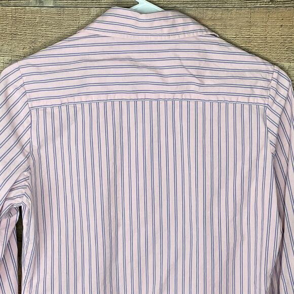 Boden Ruffle Front Button Up Long Sleeve Blouse Top Pink Striped Size US 6 UK 10 - Picture 7 of 8